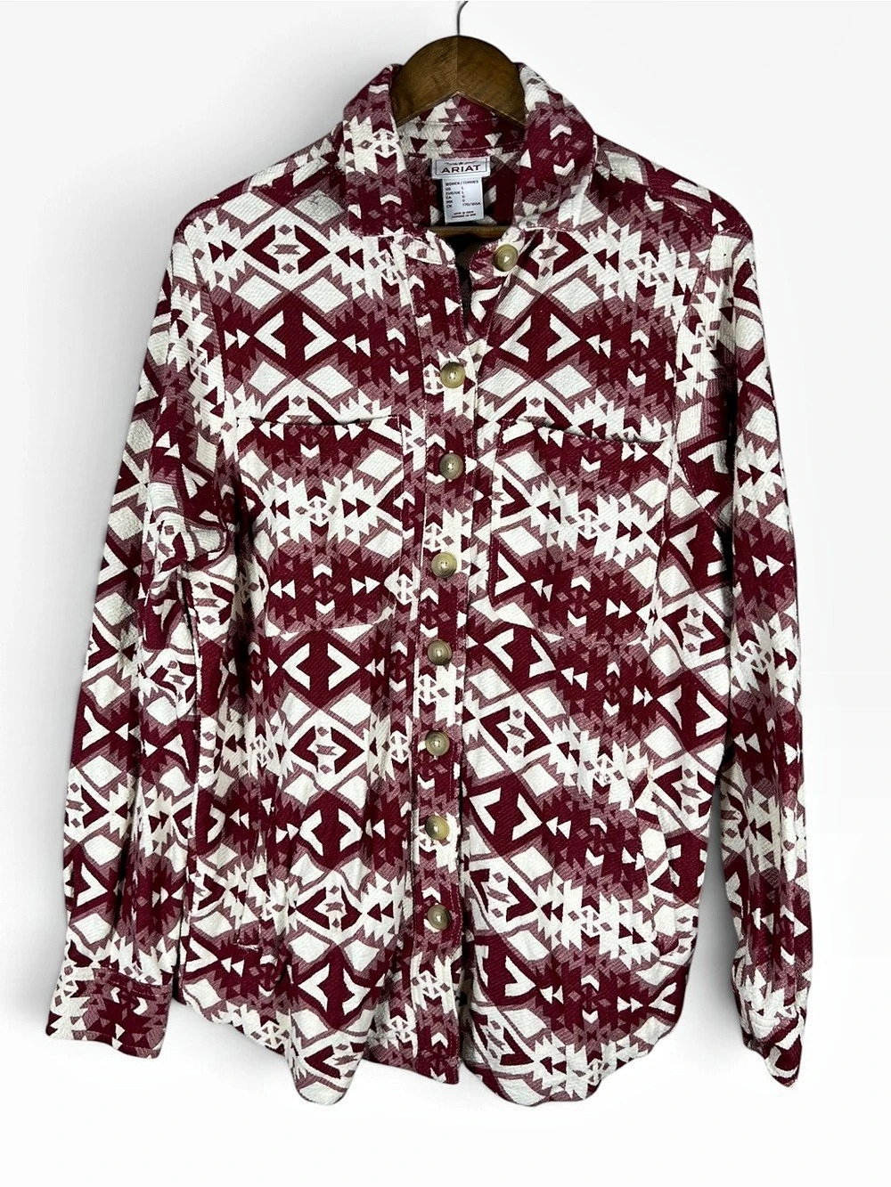 Ariat Womens Fillmore Shirt Jacket Burgundy Large Southwest Western Cowgirl